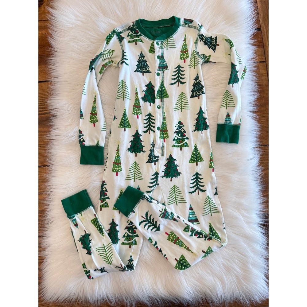 Hatley Christmas tree pajamas size 4 EUC